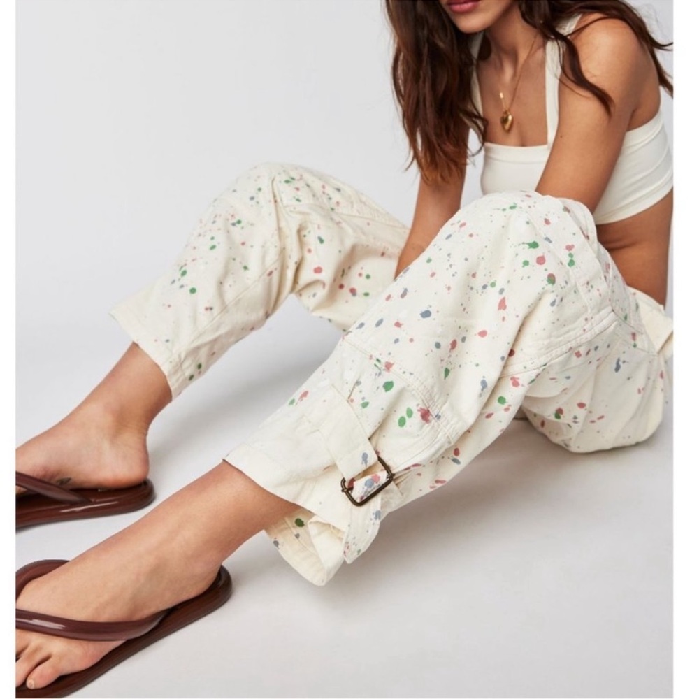 FREE PEOPLE Painter Pants NEW With Tag Ecru Size 6